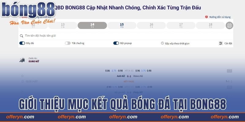 Giới thiệu chuyên mục kết quả bóng đá tại Bong88
